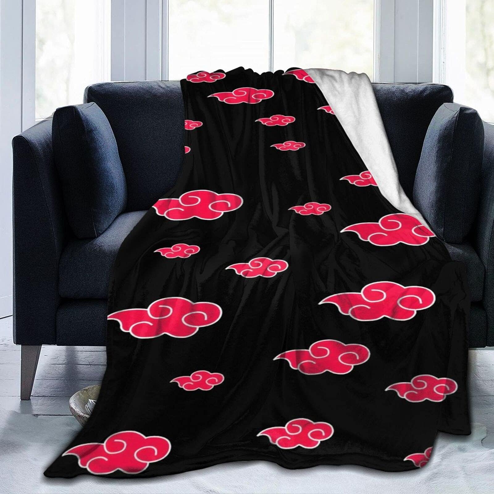 Airfly Akatsuki Naruto Symbols Fleece Throw Blanket Unisex Adult Fuzzy Warm Cozy Soft Blanket Plush Microfiber Blanket 60"X50"