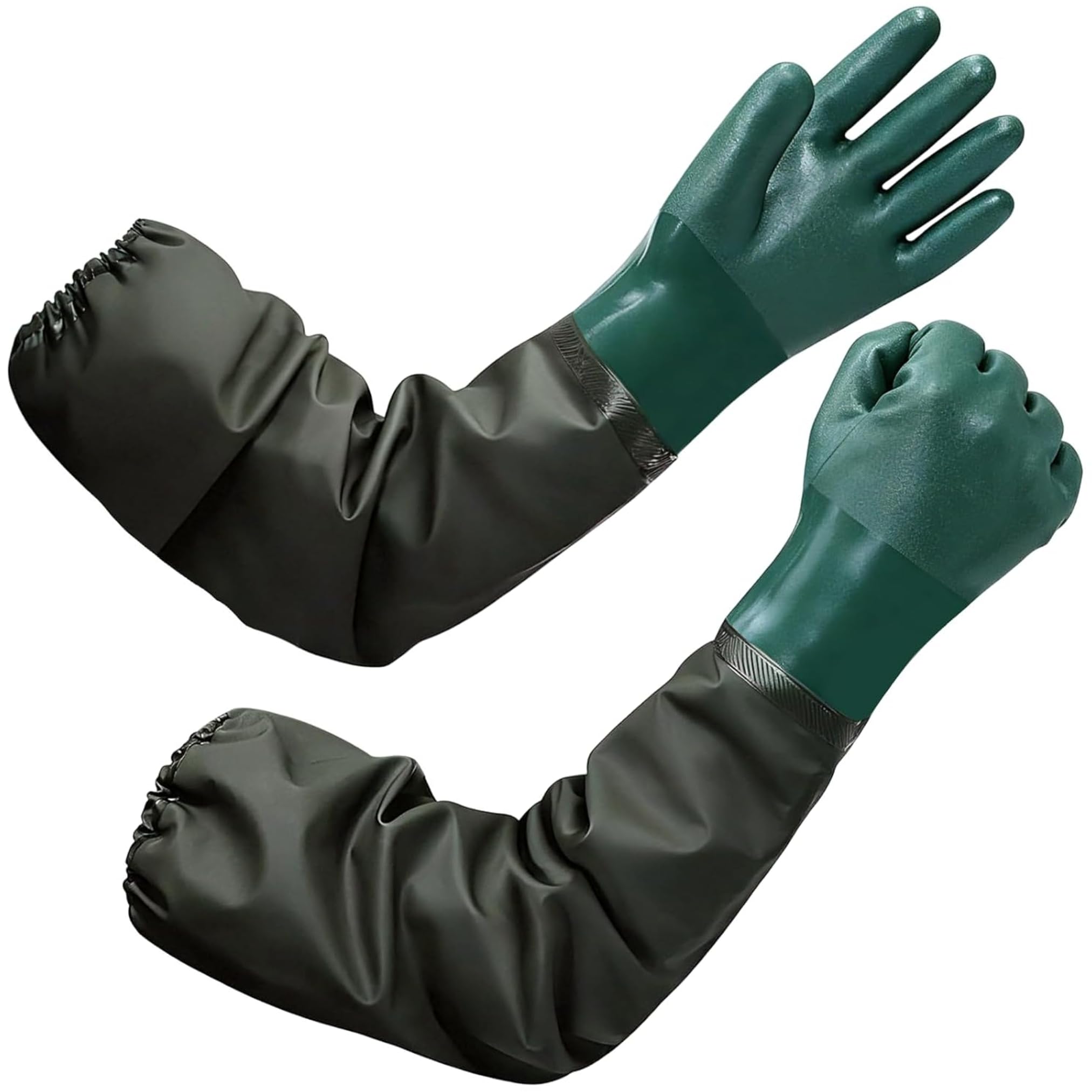 1 Pair Pond Gloves, Waterproof 27in Extra Long Rubber Gloves Heavy Duty