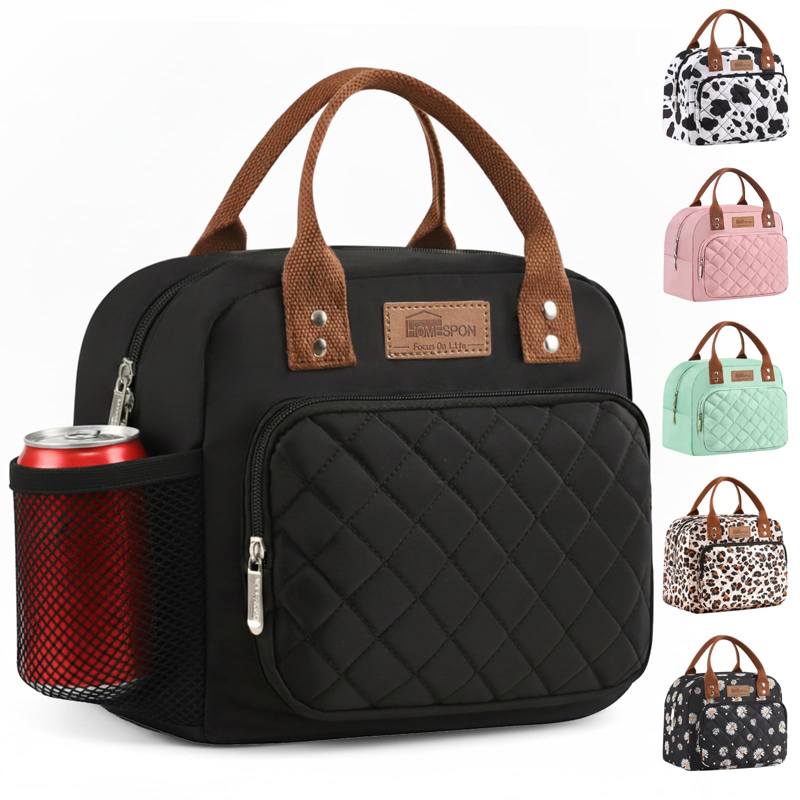 HOMESPON Insulated Lunch Bag for Women Men Ladies Work Adult Cool Tote Box Container with Side Pockets