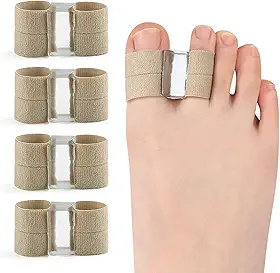 Separadores de Dedos com 2 Laços para Mulheres e Homens, 4PCS Corretor de Joanete, Espaciador/Corretor de Dedão para Joanetes e Sobreposição, Alivia Dor nos Pés, Uso Diurno e Noturno