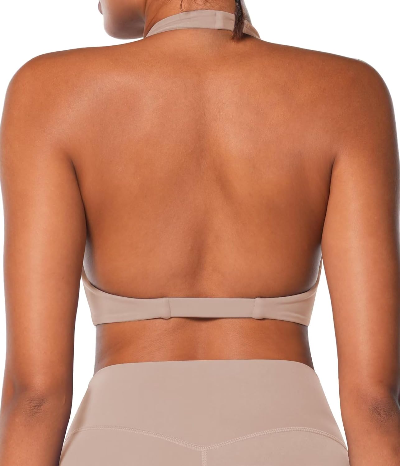 Sunzel Women's Halter Neck Sports Bra, Twist Front Yoga Crop Top with Removable Pads, Open Back V Neck Bra for Gym Workout