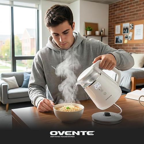Miniatura 8 de OVENTE Hervidor eléctrico pequeño de 1 L con 5 preajustes de temperatura, pantalla digital, 5 horas de mantenimiento del calor, apagado automático