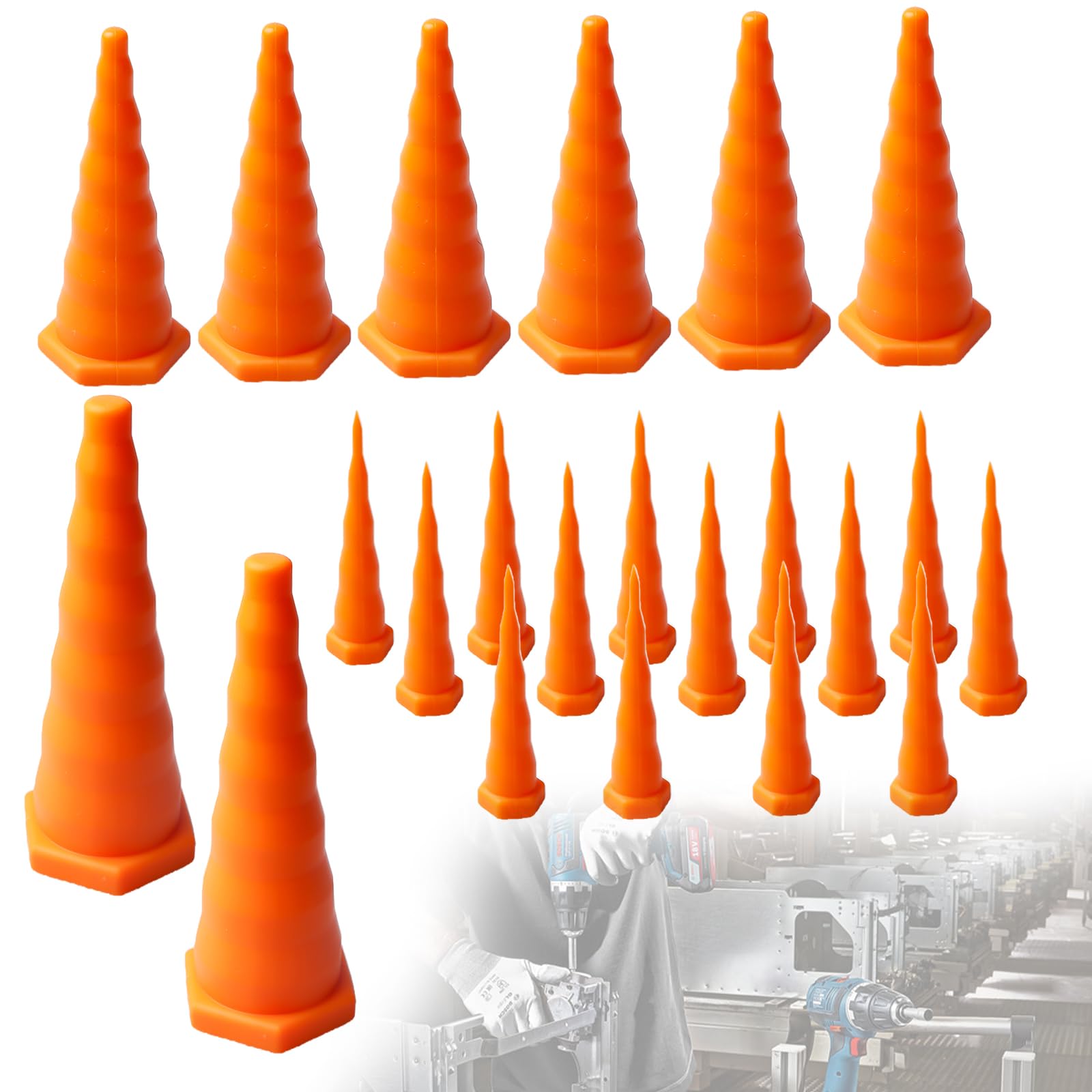 22 Stück Hydraulikstopfen, Gummistopfen Konisch, Hydraulikschlauch Stopfen, Gummistopfen Silikonmaterial, Ölbesteändig, Orange für Industrielle Anwendungen, Rohrleitungen Ölrohr Leckleitungen