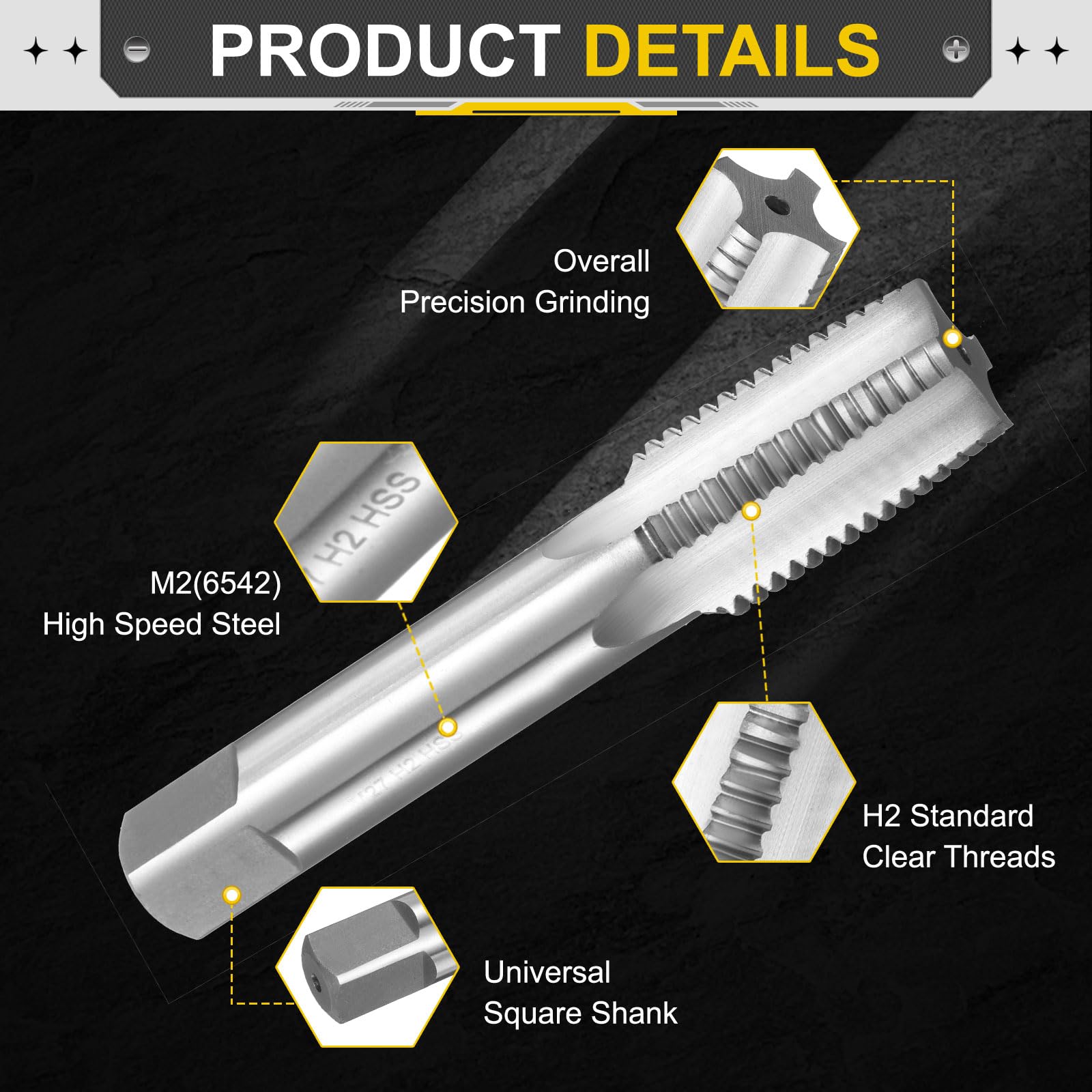 QUARKZMAN Maschio A Mano Taper Tap M27 x 3 Filettatura Metrica Taper Style Taps A Flauto Dritto Utensile Per Filettatura Acciaio Rapido HSS6542