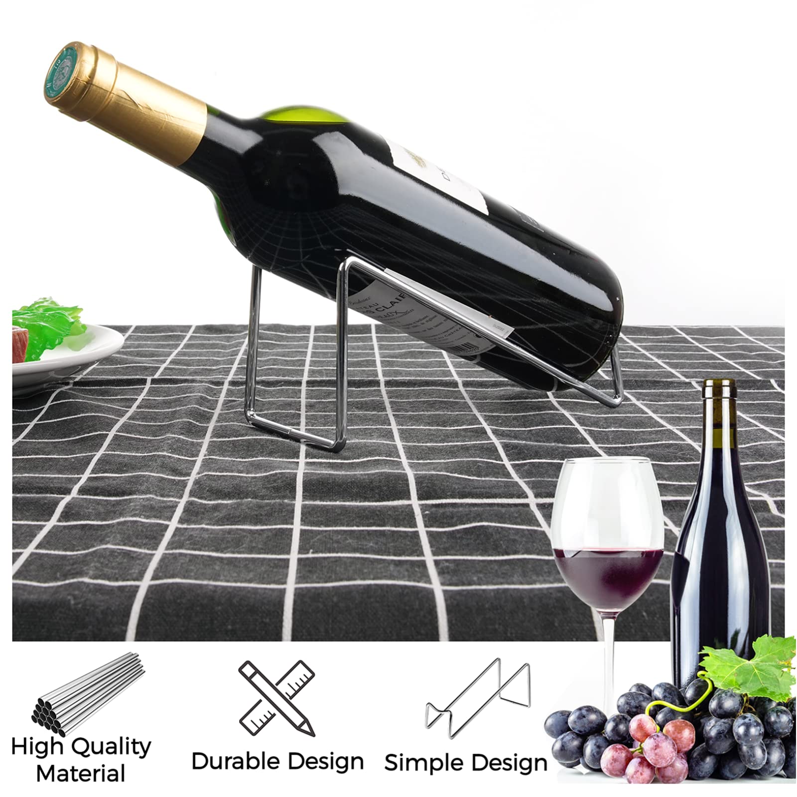 Portabottiglie singolo, set di 12 portabottiglie di vino, moderno scaffale singolo per bottiglie di champagne, controsoffitto bottiglie di liquore, supporto organizer per vino per tavolo da