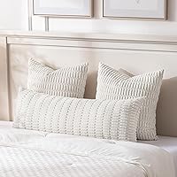 Vista 350 de Fancy Homi Fundas de almohada decorativas bohemias de 20 x 20 pulgadas para sala de estar, sofá, cama, sillón, rústico, moderno, decoración del Crema