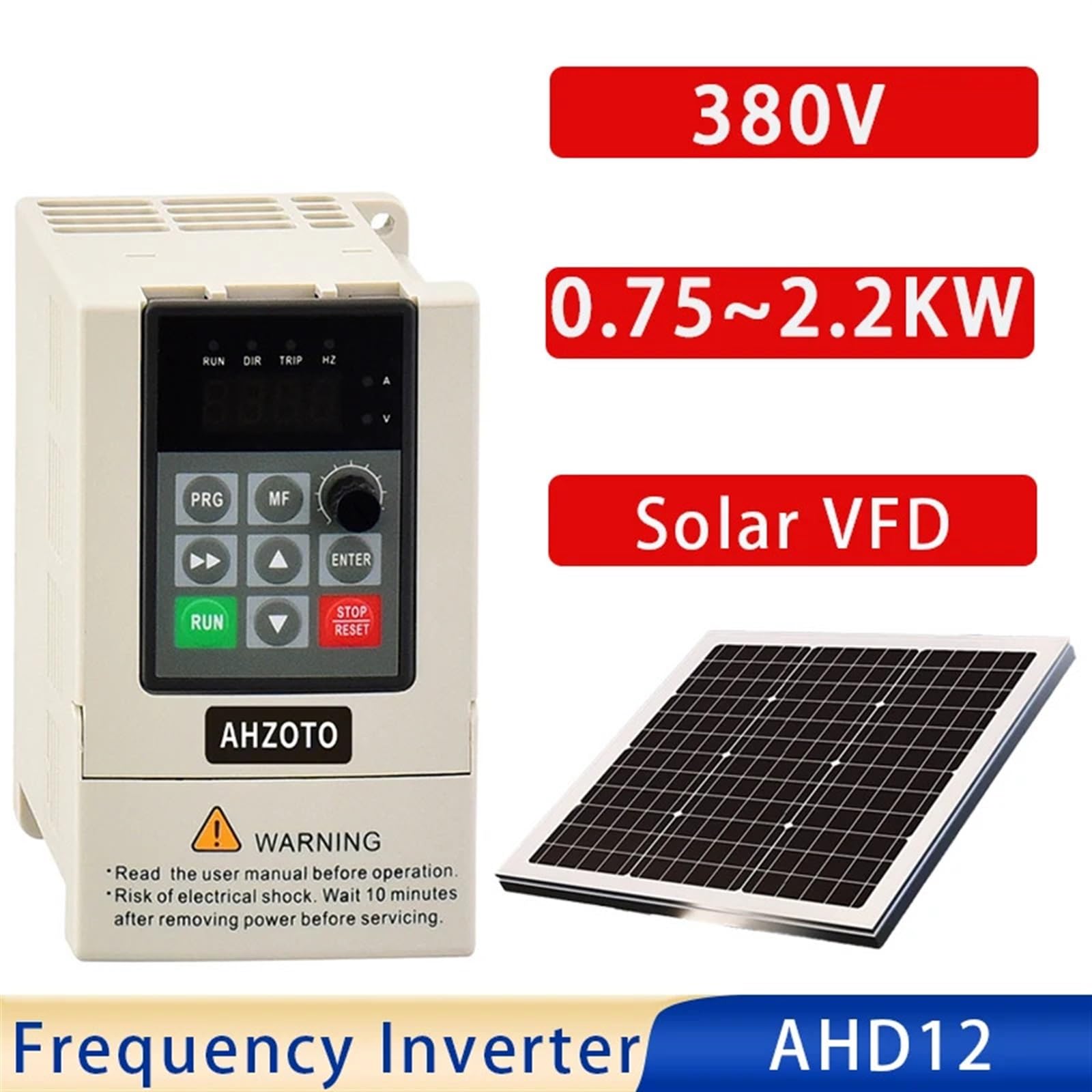 380V Solar VFD Variabler Frequenzumrichter Wechselrichter 1,5/2,2 KW Motordrehzahlregler(0.75kw)