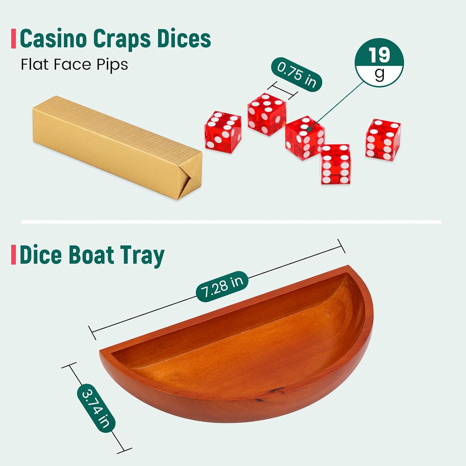 Craps Tabletop Game Set with 35 * 70" Rubber Craps Tabletop Layout Mat, 36" Rattan Stick, Casino Grade 19mm Dice, On/Off Button and 100 pcs Chips Craps Game Layout for Party