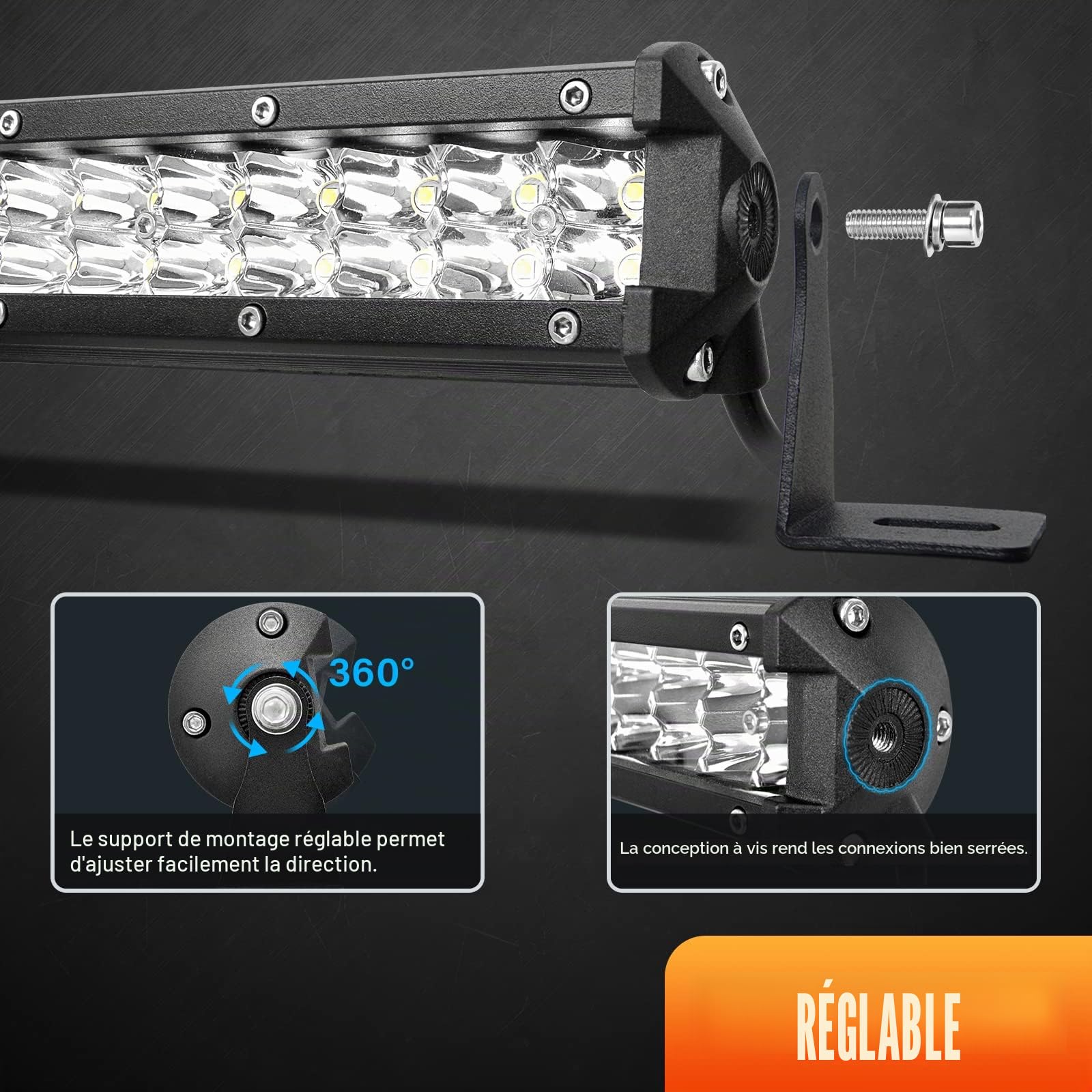 Willpower Barre LED 38cm 15'' 108W Rampe LED Slim 12V 24V IP67 Étanche Projecteur Feux Phare de Travail LEDs pour 4x4 Voiture Camion Tracteur Quad Avec Faisceau de Câbles