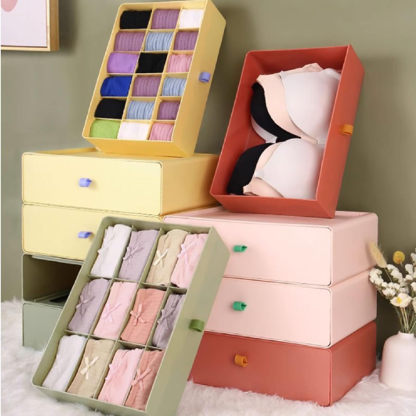 TsoLay Unterwäsche-Aufbewahrungsbox, Baby-Kommode, Organizer, Unterwäsche, Schubladen-Organizer, Kommode, Aufbewahrungsbox für Dessous, BHS, Unterwäsche