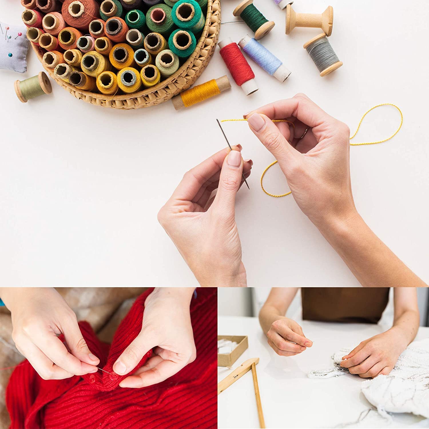 Daily Crafts Sewing Kit Travel Buddy Mini Size- 42 pcs Box for Home Use, Sewing Machine Accessories, Contains 10 Spools of Thread, Sewing Needles, Scissors, Thimble, Tape Measure 3