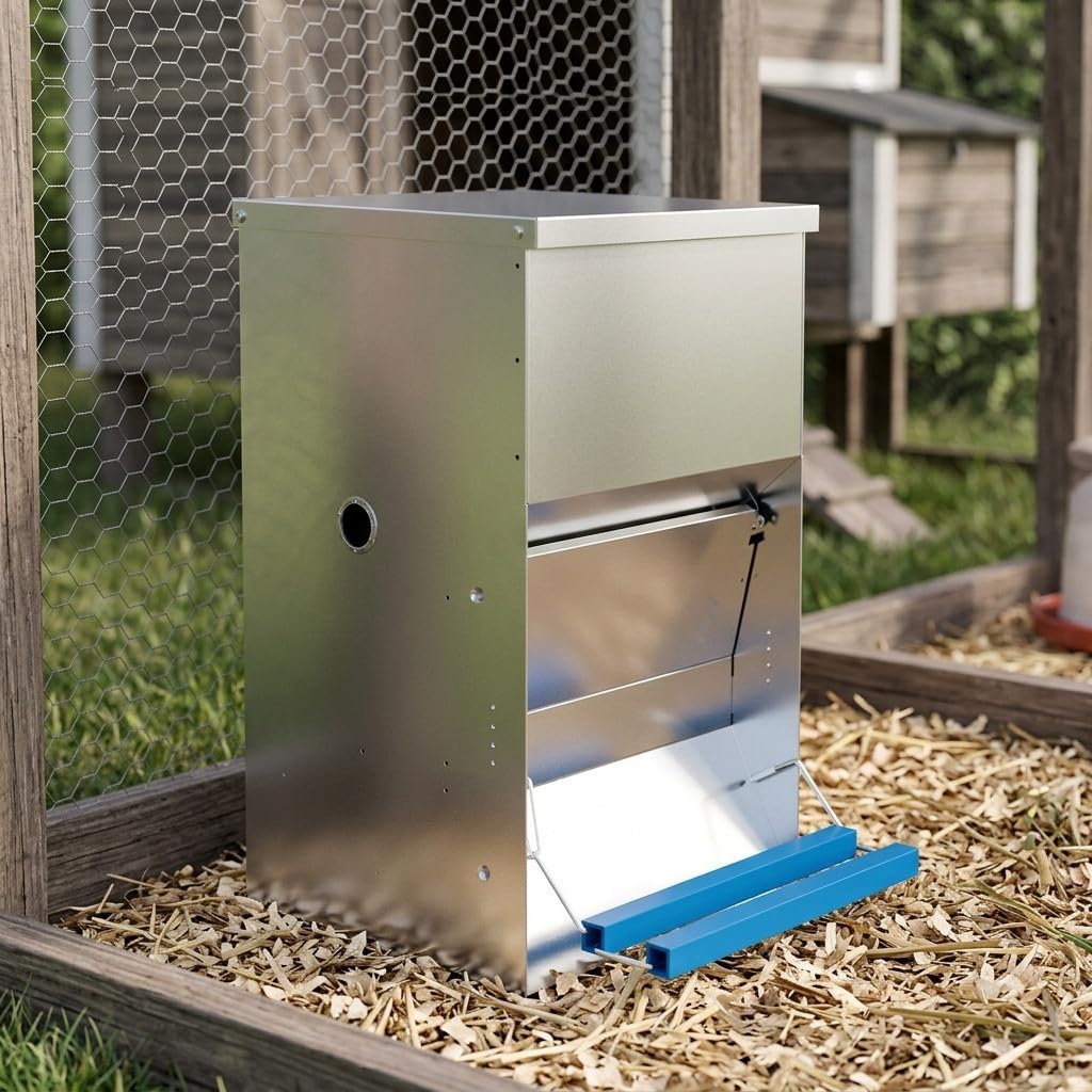 Suinga Comedero Automatico para 15 Gallinas | Capacidad 40 kg | Tolva para Gallinas 50x40x60 cm | Alimentacion Eficiente y Controlada | Diseño Resistente para Uso Exterior y Granja