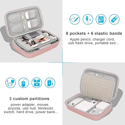Miniatura 2 de Elonbo Organizador de cables de viaje duros, universal, pequeño, accesorios electrónicos, estuche de transporte para cable de cargadores, adaptador
