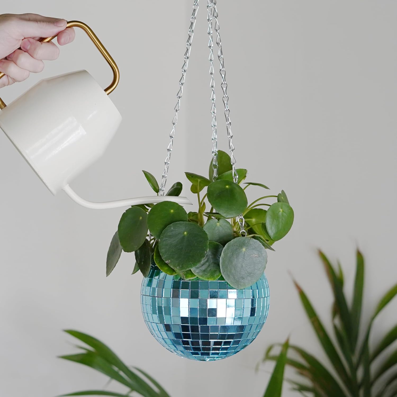 Bubblegum Stuff Disco Ball Hanging Planter: Blue Edition - Hanging Planters for Indoor Plants - Spherical Shaped Plant Pots with Mirrored Exterior - Available in 6-inch Size