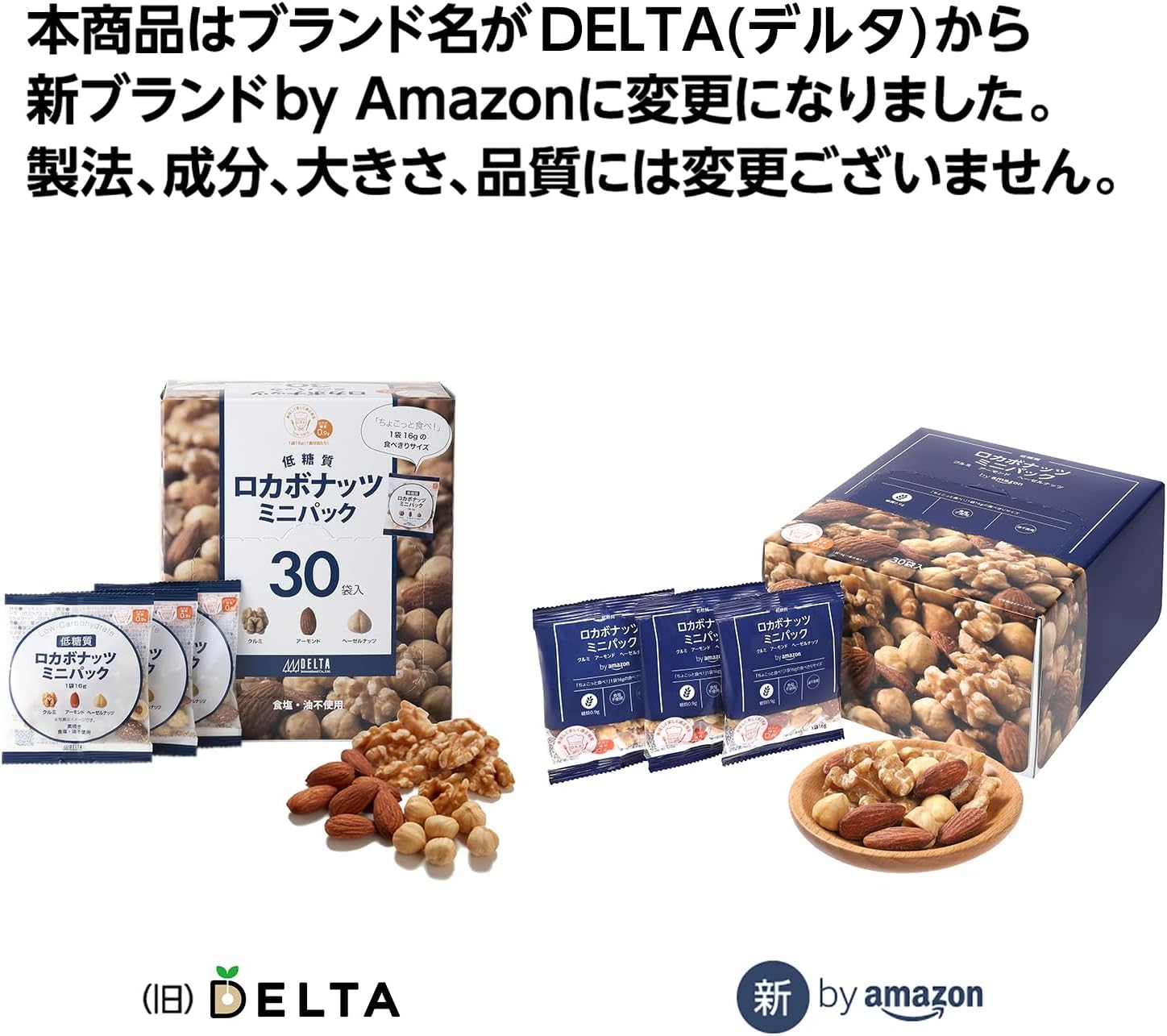 by Amazon ロカボナッツ ミニパック ( くるみ アーモンド ヘーゼルナッツ ) 16g×30パック 個分け