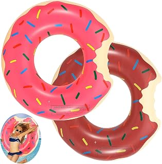 Pool Inflatable Ring Swim Ring for Kids - 2 Pack Donut Pool Floaties Pool Ring - 50cm Durable Rubber Swimming Pool Floats Tube Fun Summer Beach Party Toys for Girls Boys