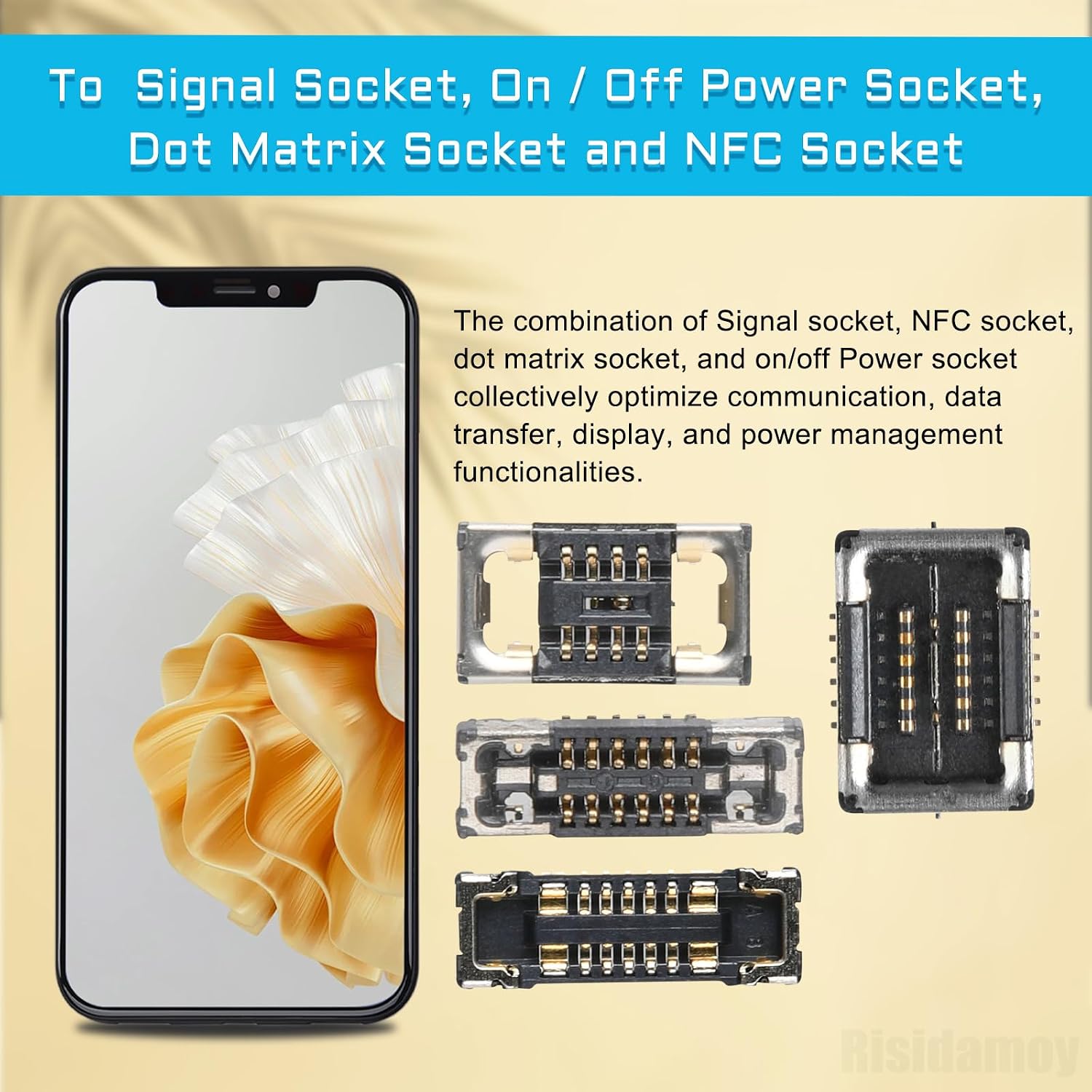 for iPhone Xs Max 7Pcs Motherboard Socket Connection Sets | Telephoto Wide Angle Camera Receptacle for iPhone xsmax Earpiece Adapter On/Off Power Connector Dot Matrix NFC Sockets