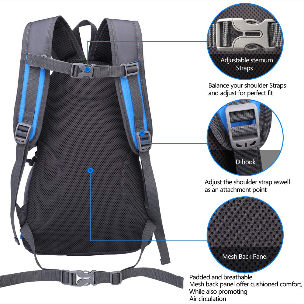 Petit sac à dos 20 l Sac à dos de randonnée Sac à dos de voyage étanche Léger, bleu marine, 20 Lang