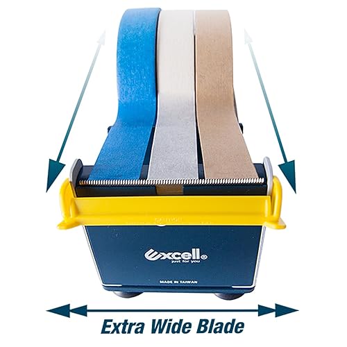 Vista 4 de excell Dispensador de cinta superior de escritorio de acero EX-17/3IN JVCC EX-17: 3" de ancho, azul/gris