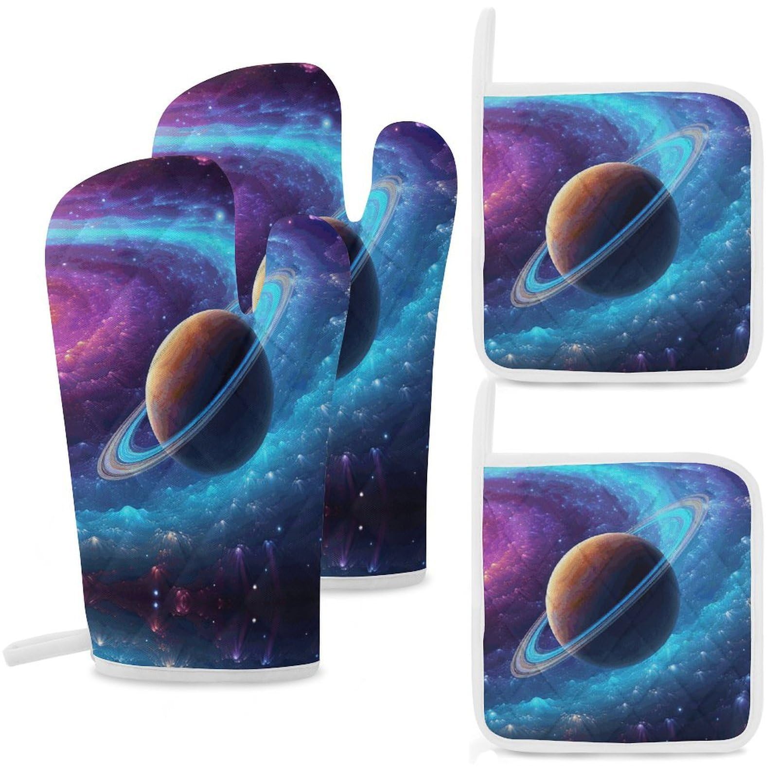 Colorful Oven Mitts and Pot Holders Heat Resistant with Hanging Loop for Baking Cooking BBQ Thick Potholders for Kitchen