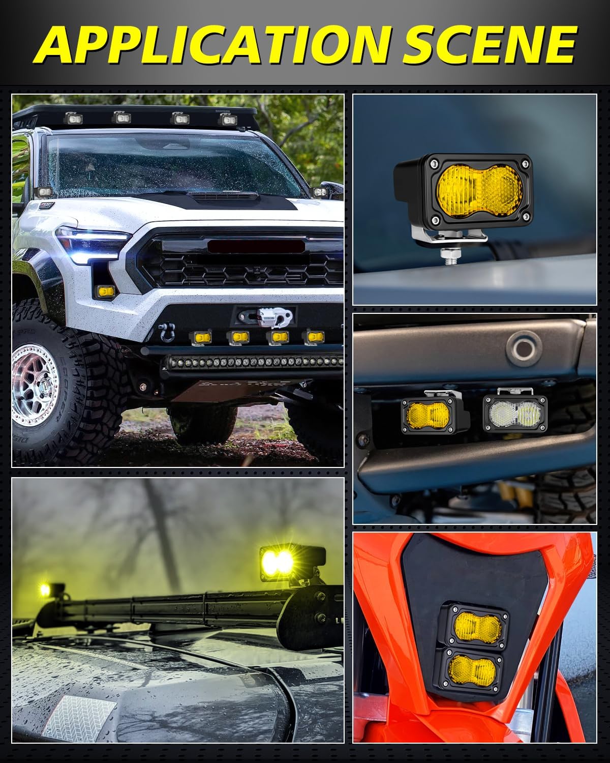 Yellow LED Pods, AKD Part 2Pcs 3" 40W CREE LED Yellow Fog Lights Low Beam Small Off Road Driving Combo Light Pods Ditch Backup Chase Light Bars for Trucks Trailer Pickup Motorcycle UTV ATV SUV