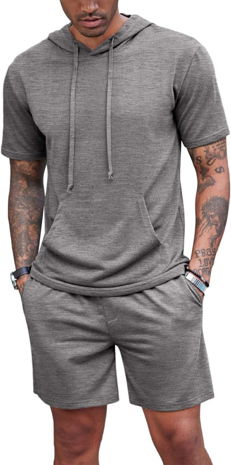 QUNERY Ensemble Été Homme 2 Pièces Survêtement Short Tee Shirt - Tenue Décontractée Vacances Plage Et Loisirs