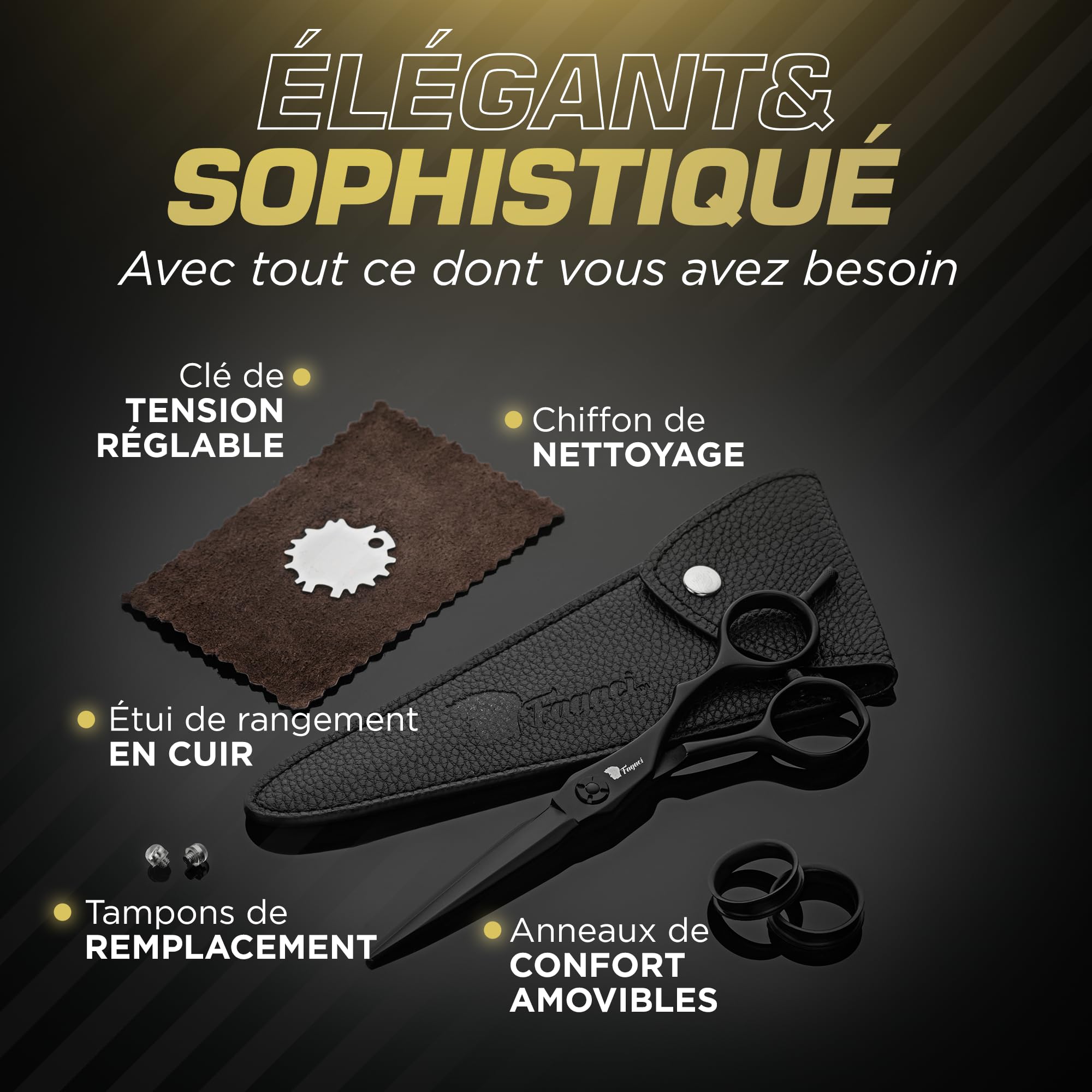 Fagaci Ciseaux Coiffure Professionnel 5.5 Pouces Acier 440C Pour une Précision Supérieure, Ciseaux Cheveux Lames Extrêmement Tranchantes, Netteté Durable