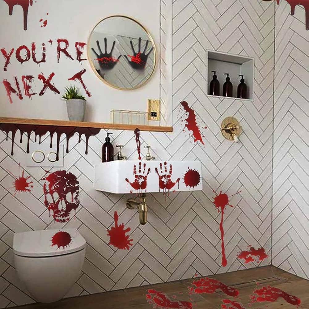 ステッカー大きめセット꧁ 3Dホラーハロウイン꧂7ゾンビ　血まみれ フット Amazon | ハロウィン シール 血 手形 ステッカー ホラー リアル 血飛沫