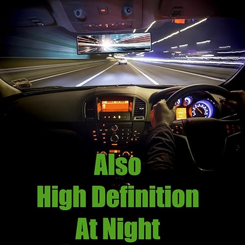 Miniatura 7 de WSSROGY Espejo retrovisor para automóvil, vidrio HD de 12 pulgadas, antirreflejo, clip panorámico gran angular para interior del automóvil, espejo