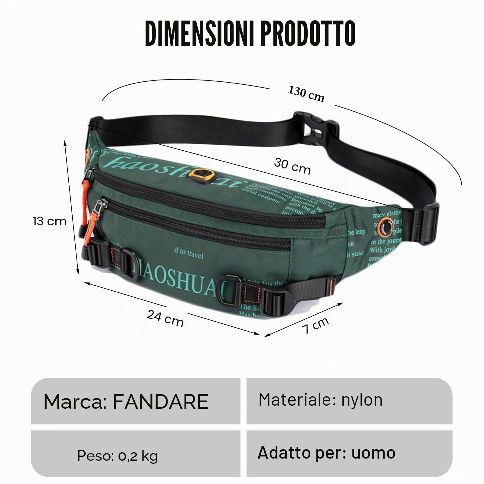 FANDARE Ultraleggero Zaino Monospalla Uomo Marsupio Borsa Monospalla Uomo Borsa a tracolla Tracolla Borsa a spalla Borsello Borse Messenger Borsa per Insegnanti Viaggio BorselliVerde scuro