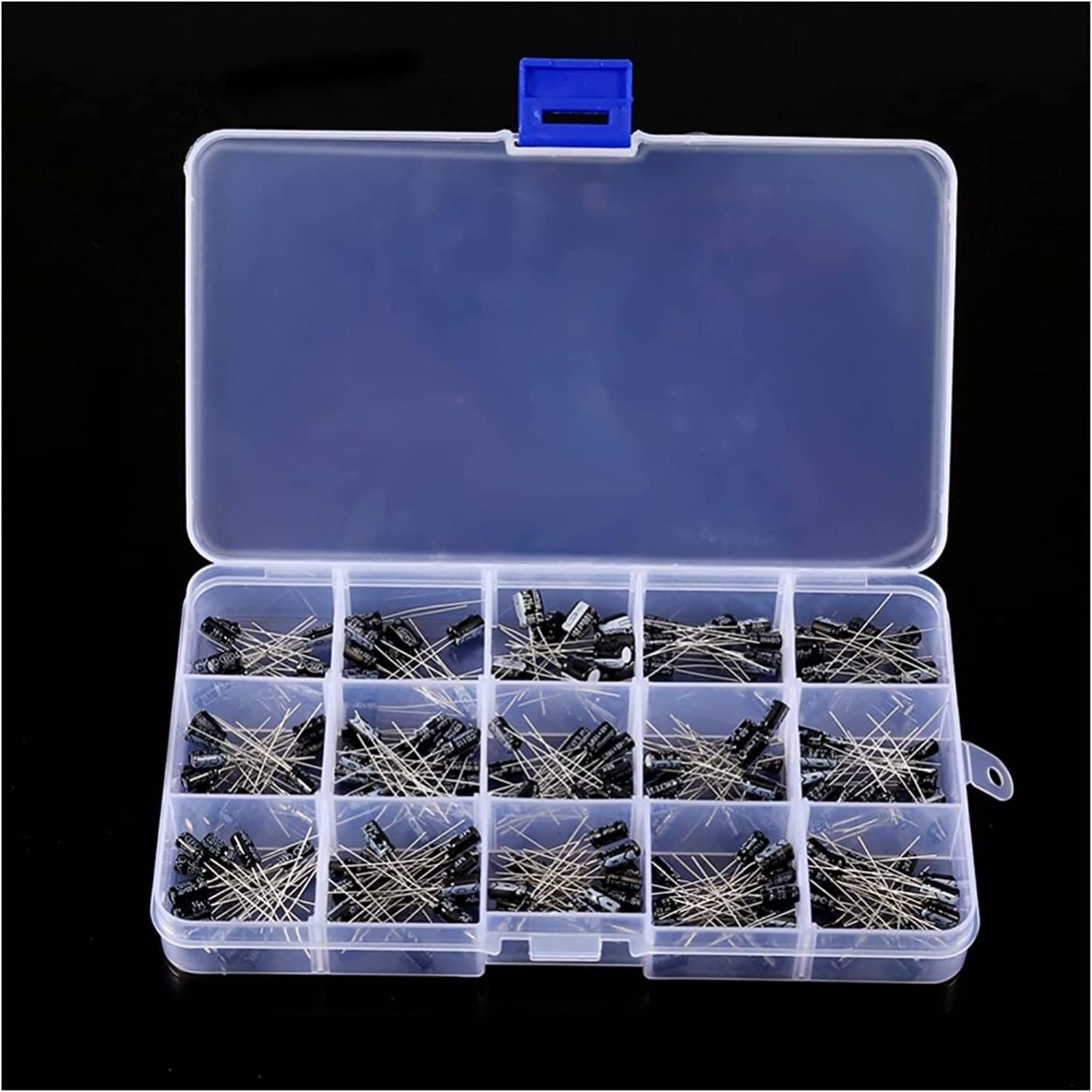 Kit de condensadores 200 unids/lote conjunto de condensadores radiales 15 valores 0,1 uF-220uF Kit surtido de condensadores electrolíticos 10 V/16 V/25 V/50 V condensadores de paquete AMNzOgOdL
