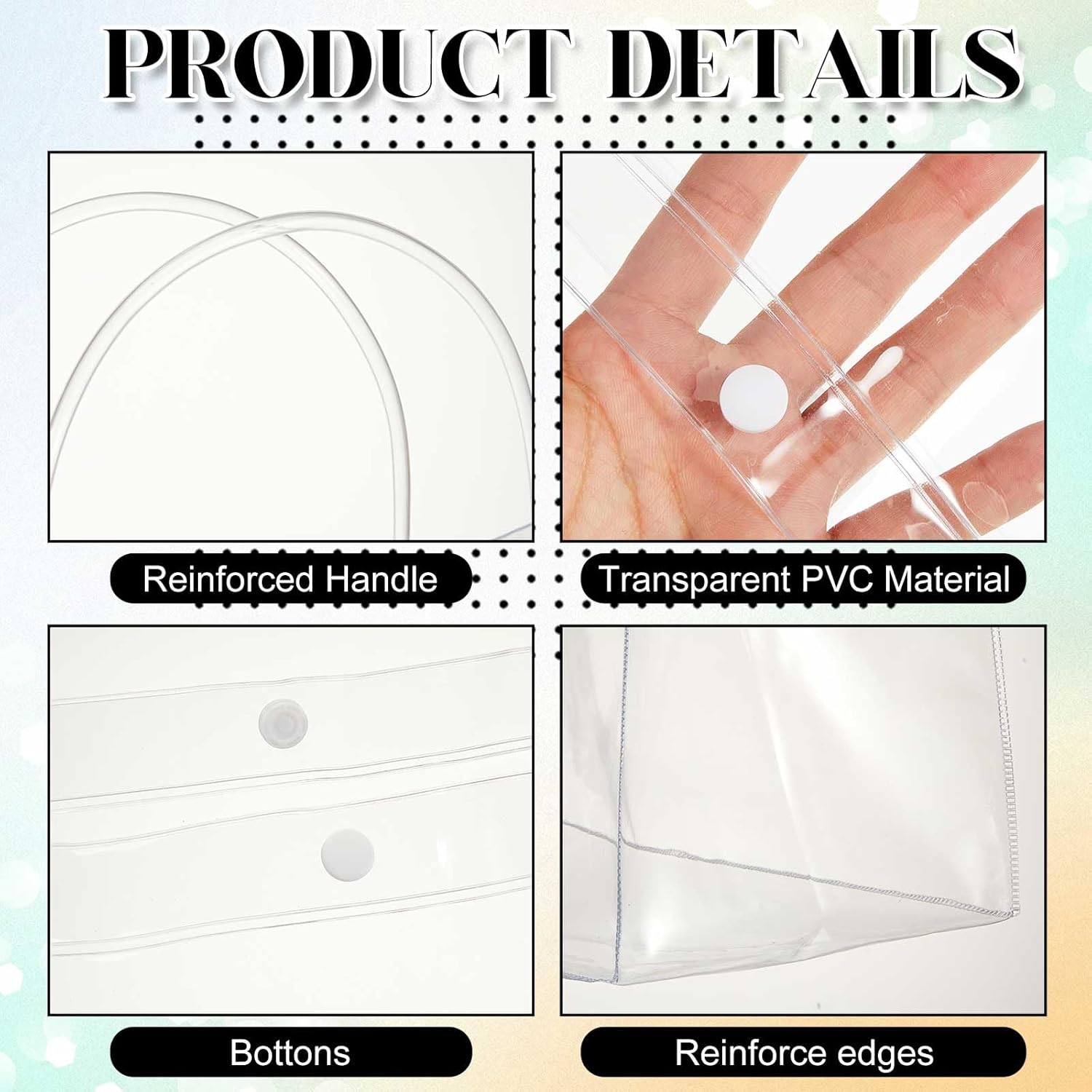 AmazingSpark 10 Pack Clear 18" x 8" x 14" Large Gift Bags with Handle Large Reusable Plastic Tote Bags for Small Business Boutique Wedding Valentine's Day Birthday Party Favors - Image 3