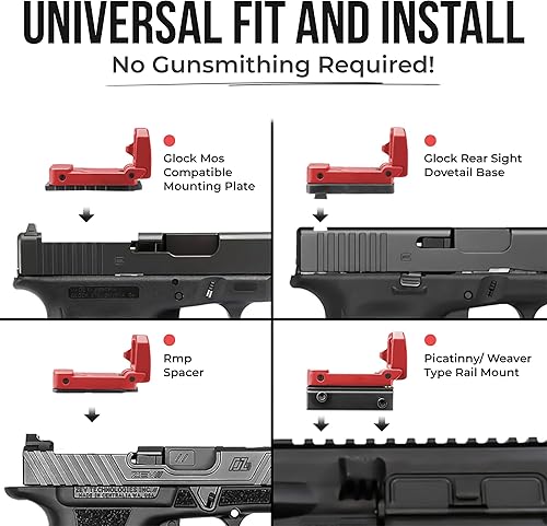 Vista 4 de GOTICAL Juego de fibra óptica mecanizada CNC mira delantera y trasera para pistolas Glock Modelos estándar