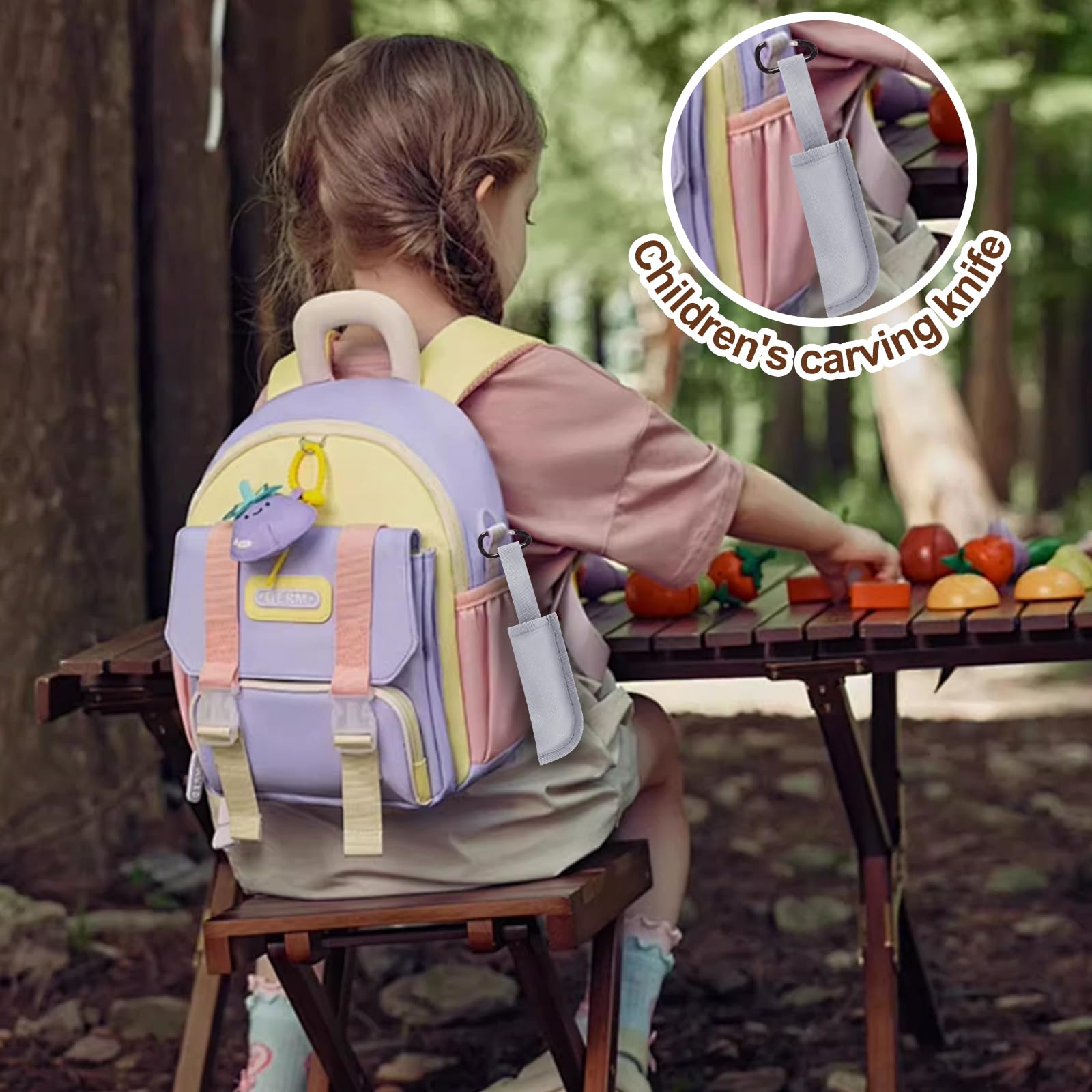 Hochwertiges Kindermesser Schnitzset, klappbares Outdoor Taschenmesser mit Holzgriff Schnitzmesser Kinder ab 6 Jahre inkl schnittfeste Handschuhe, Messerscheide Schnitzwerkzeug