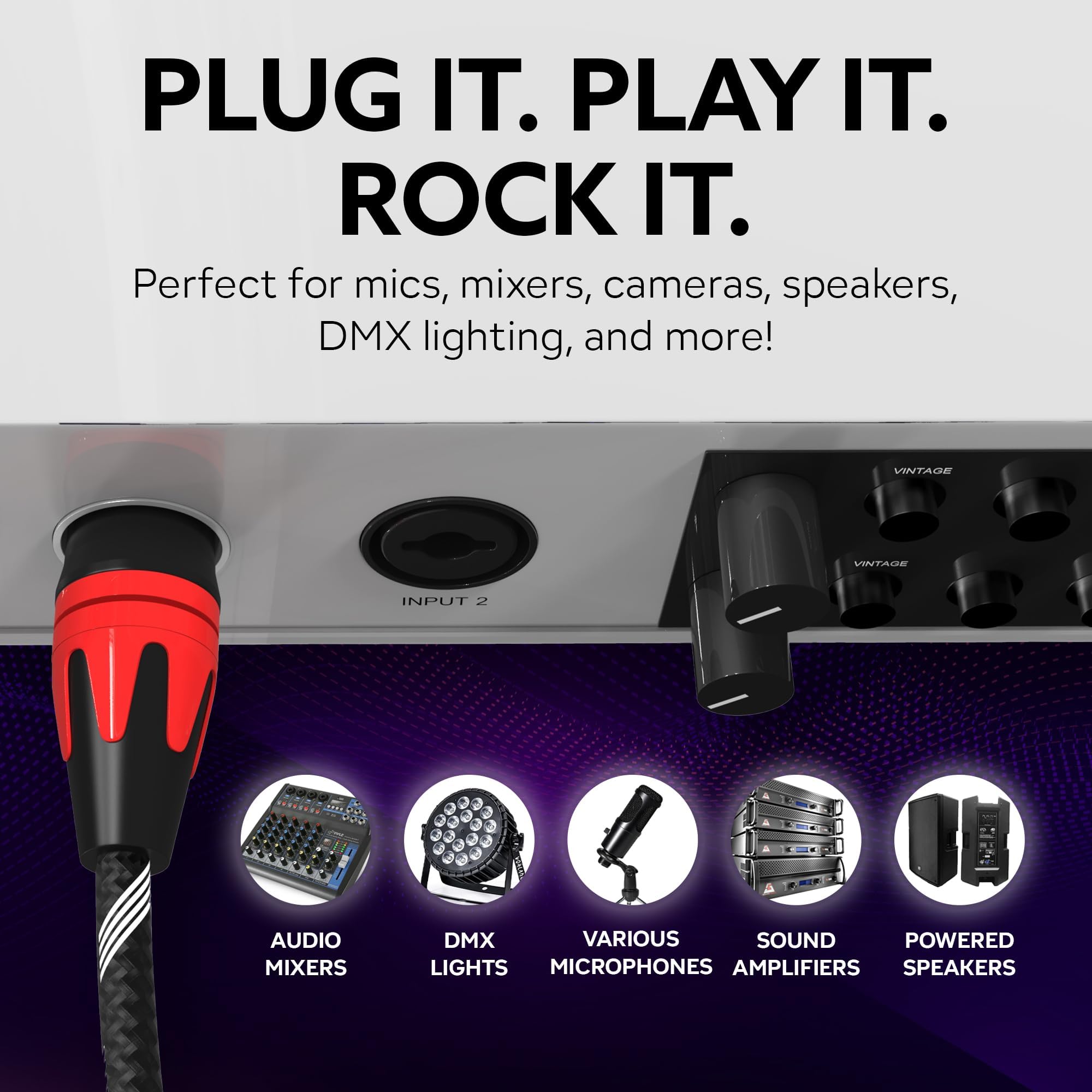 Cavi XLR - Cavi microfonici professionali con punte multicolori - Audio Hi-Fi - Set di cavi per microfono XLR da maschio a femmina a 3 pin - Cablaggio in rame privo di ossigeno (confezione da 2