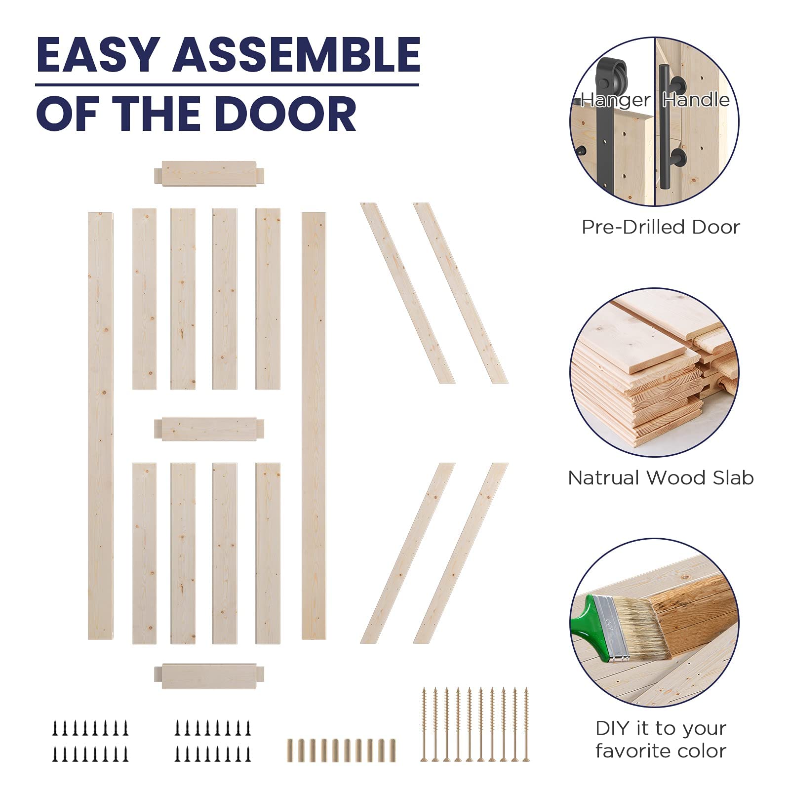 30'' x 80'' Sliding Barn Door with 5 FT Barn Door Hardware Kit, DIY