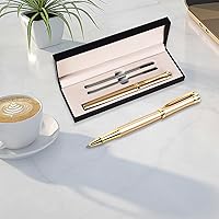 Vista 3 de Bolígrafo con caja de regalo, bolígrafo de escritura de lujo con 2 recambios de tinta negra extra, bolígrafos ejecutivos, ancho de línea, 0.020 in