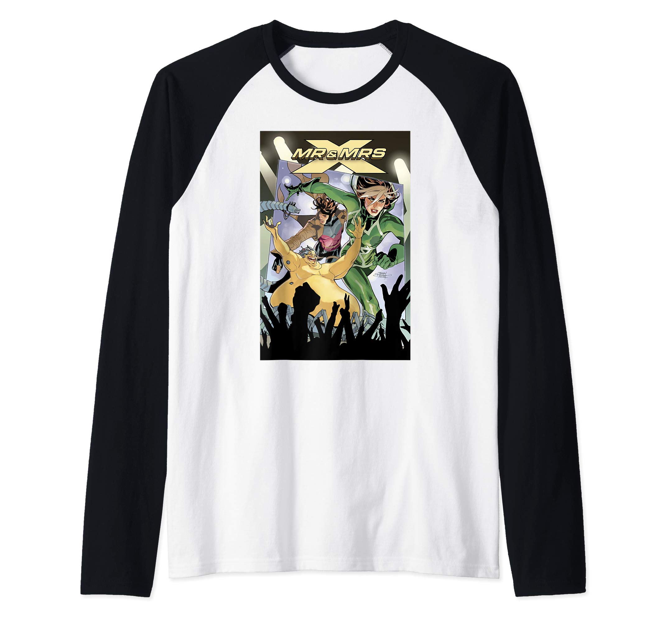 MarvelMr. And Mrs. X Gambit and Rogue Forever Comic Cover Raglan Baseball Tee