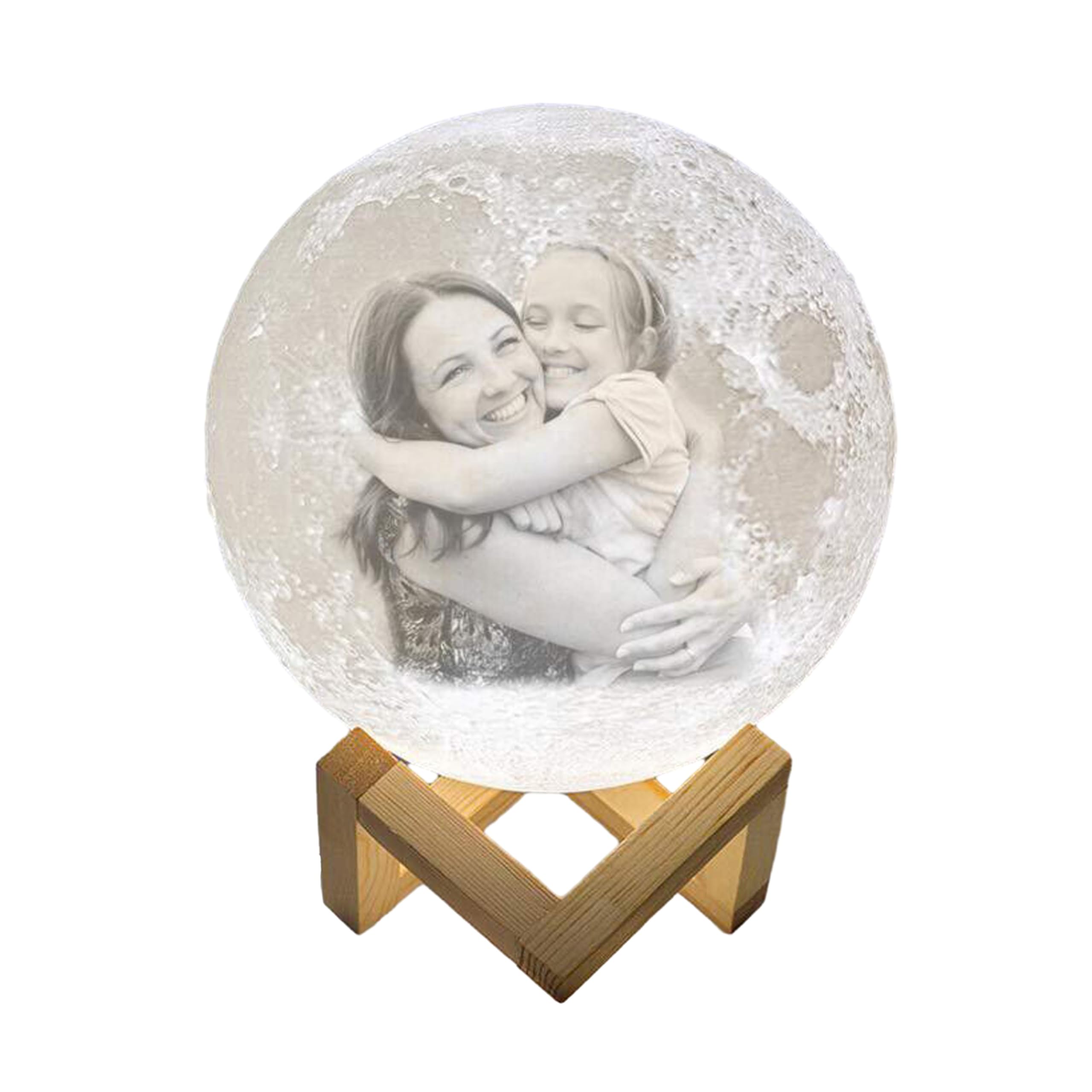 Lampe lune personnalisée avec photo pour ambiance de chambre douce