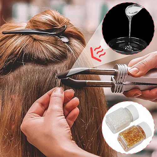 Miniatura 4 de Joyzan Gránulo de extensión de cabello, pelotillas de queratina de fusiones, extensiones de pelo de cuentas, gránulos de fusión en caliente, diseño