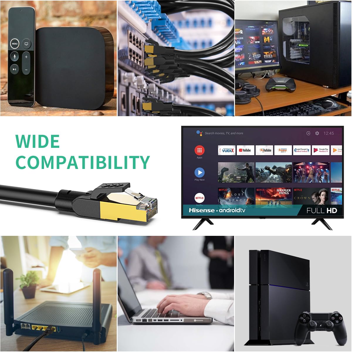 Outdoor Ethernet Cable 60 ft, Heavy Duty Cat 8 Ethernet Cable Internet Cable LAN Cable High Speed Ethernet Cables - Faster Than Cat7/Cat 6e Ethernet Cable