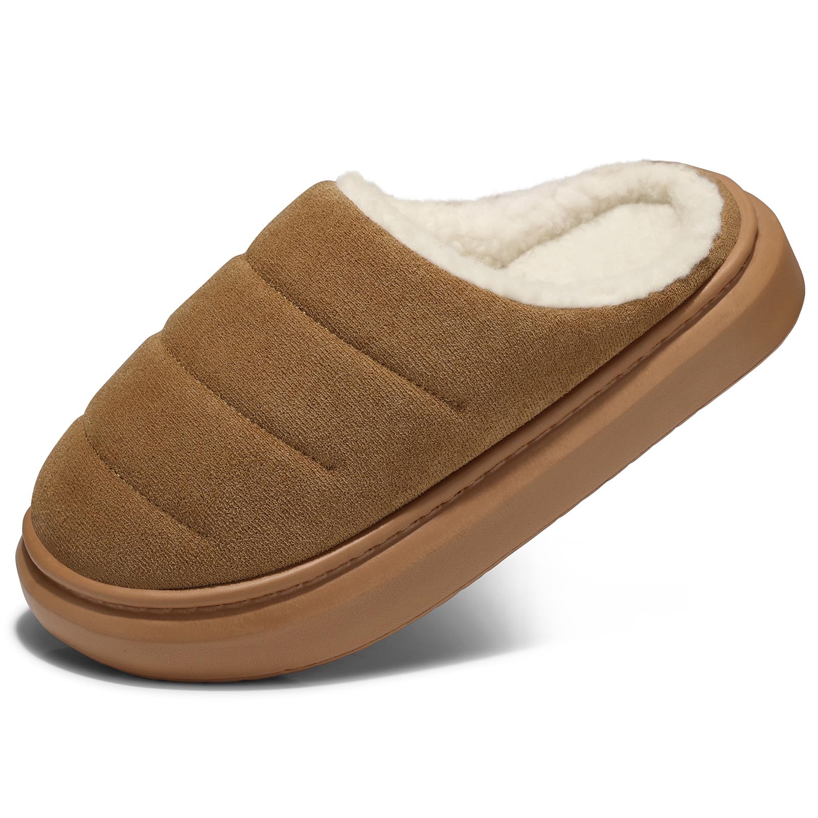SHIBEVER Fuzzy Slippers Women Indoor Memory Foam Warm House Shoes - Slip On Closed Toe Comfy Bedroom Slippers
