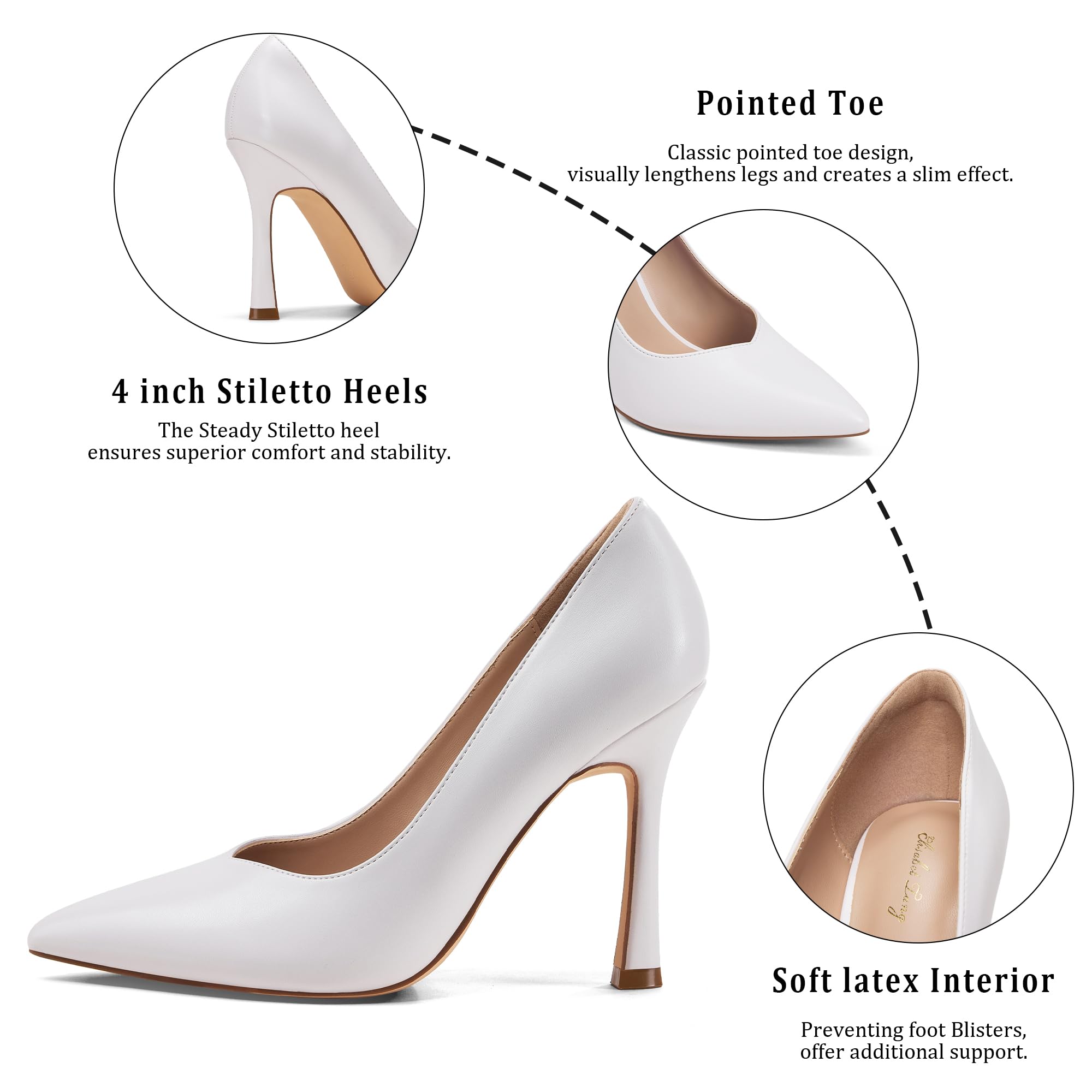 Zhabtuc Zapatos de Tacón Mujer - Salones Stilettos de 10 cm, Punta Cerrada y Afilada, Cómodos, para Vestir, Fiesta y Boda
