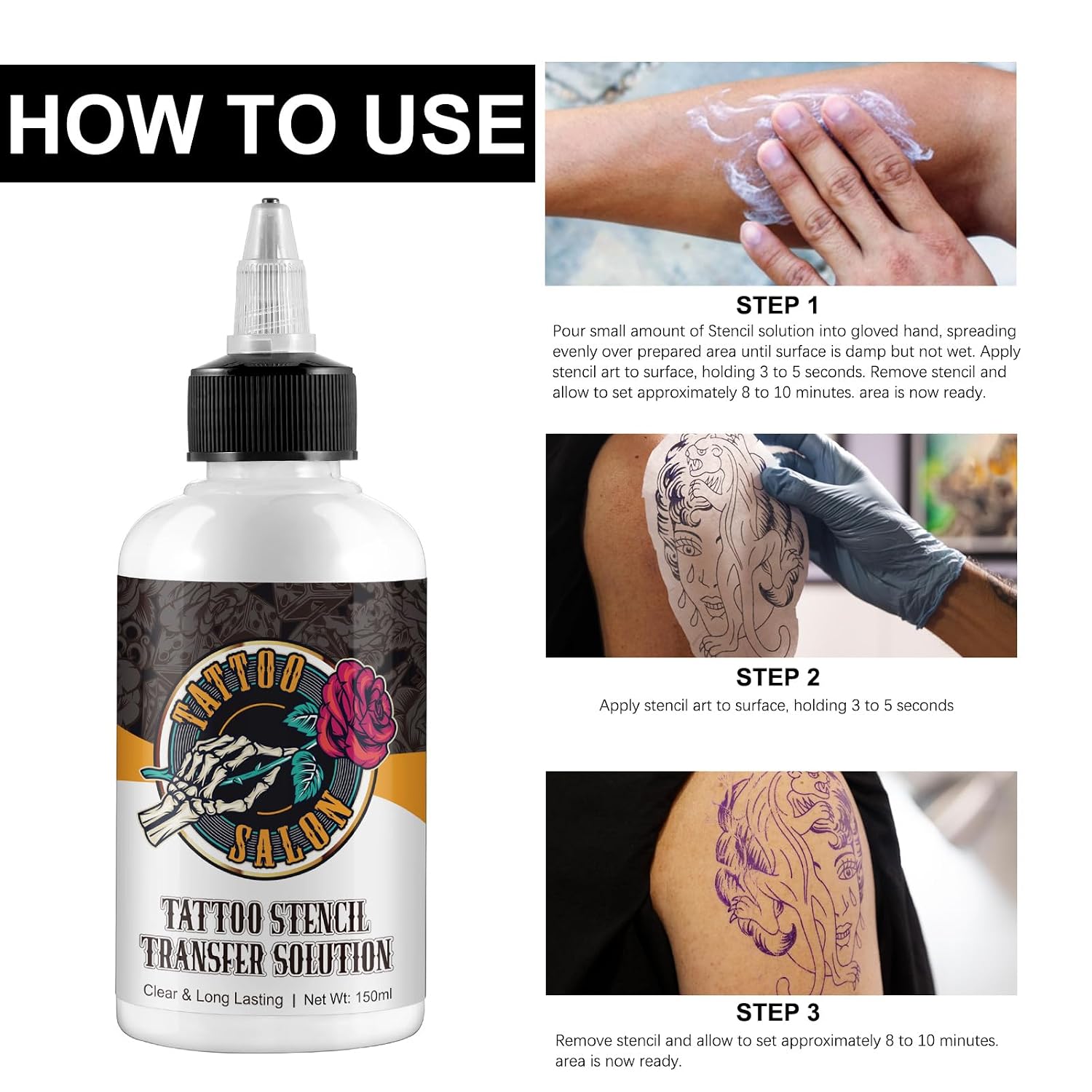 Tattoo Stencil Transfer Gel, 150ml Magic Cream for Stencil Paper & Machines, Vegan & Non-Toxic, Sharp & Long-Lasting Stencils for Tattoo Artists