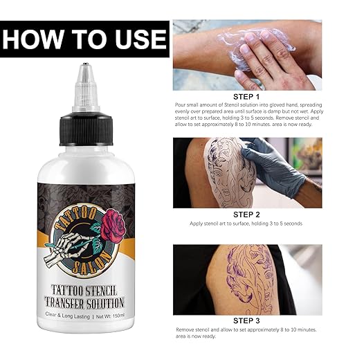 Miniatura 6 de Solución de gel de transferencia de plantillas de tatuaje, 5.1 fl oz de gel profesional para plantillas de tatuaje, gel de crema de transferencia de