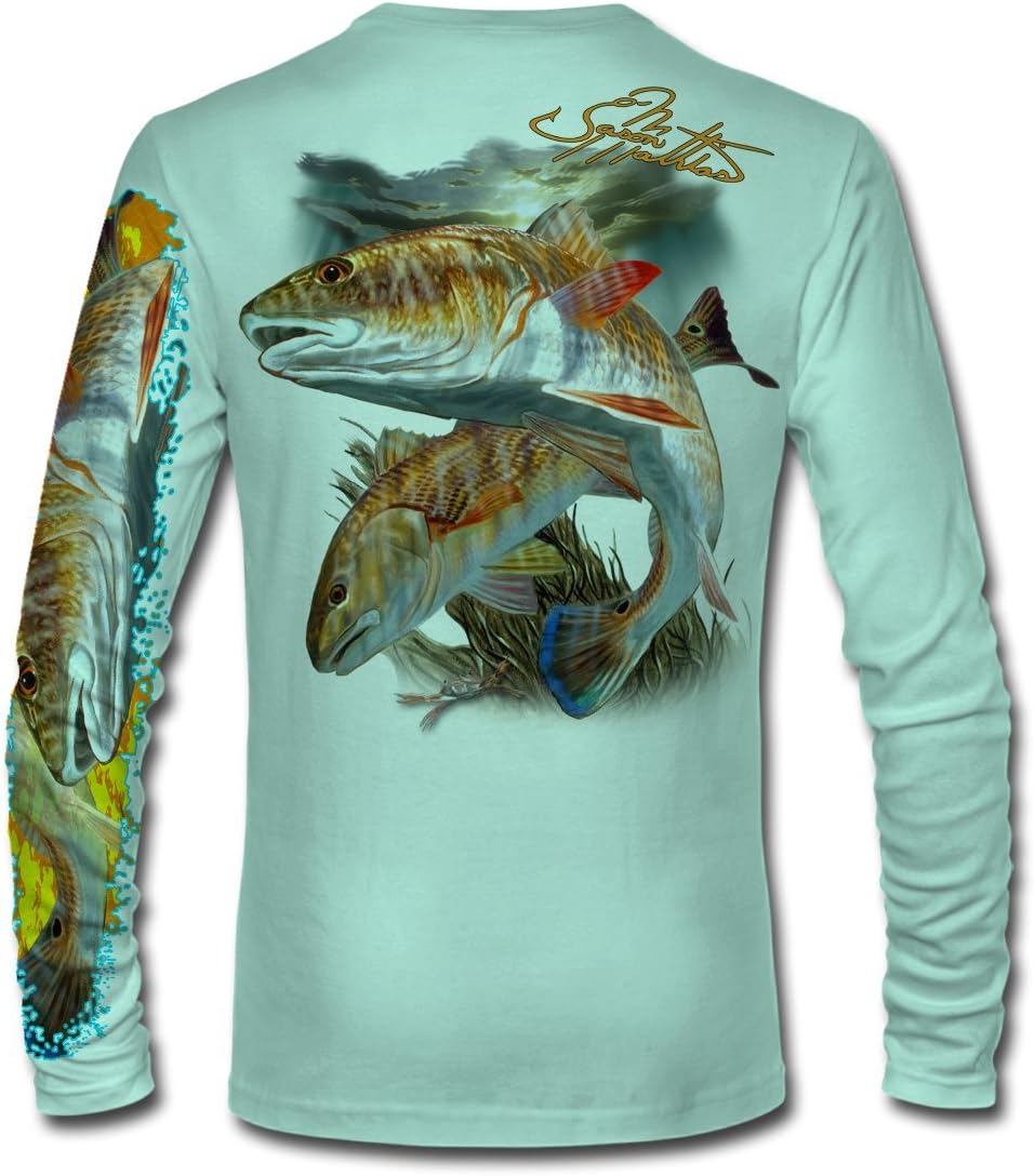 Men’s “Redfish” Comfortable Fishing Shirt-UPF 50+ Xtreme-Tek Interlocking Fabric, Quick-Dry, Ideal for Anglers (JM012)