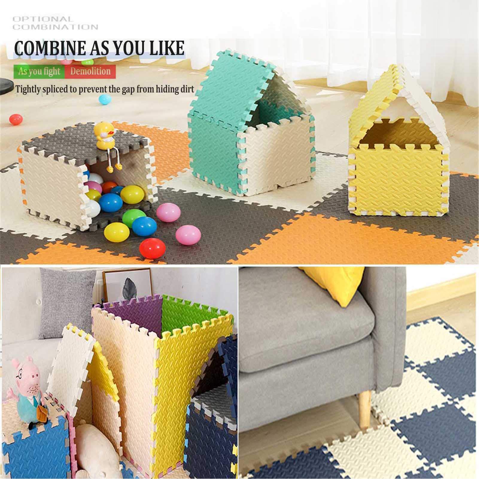 Tapis De Puzzle en Mousse pour Bébé, Tapis Sol en EVA Doux, Protection du Sol, Adapté À La Salle Sport, Aire Jeux pour Bébé Exercice Yoga - Magnifique Décor À La Maison,White+Orange,24