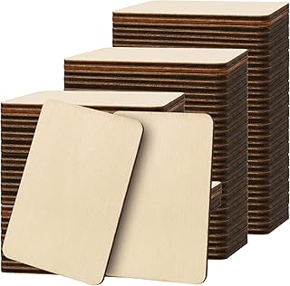 120 PCS 1/8 x 2 x 3 Inch Unfinished Wood Rectangles, Blank Natural Poplar Wood, Rectangle Wooden Slices, Wood Tiles for Crafts, DIY Decorations, Coasters