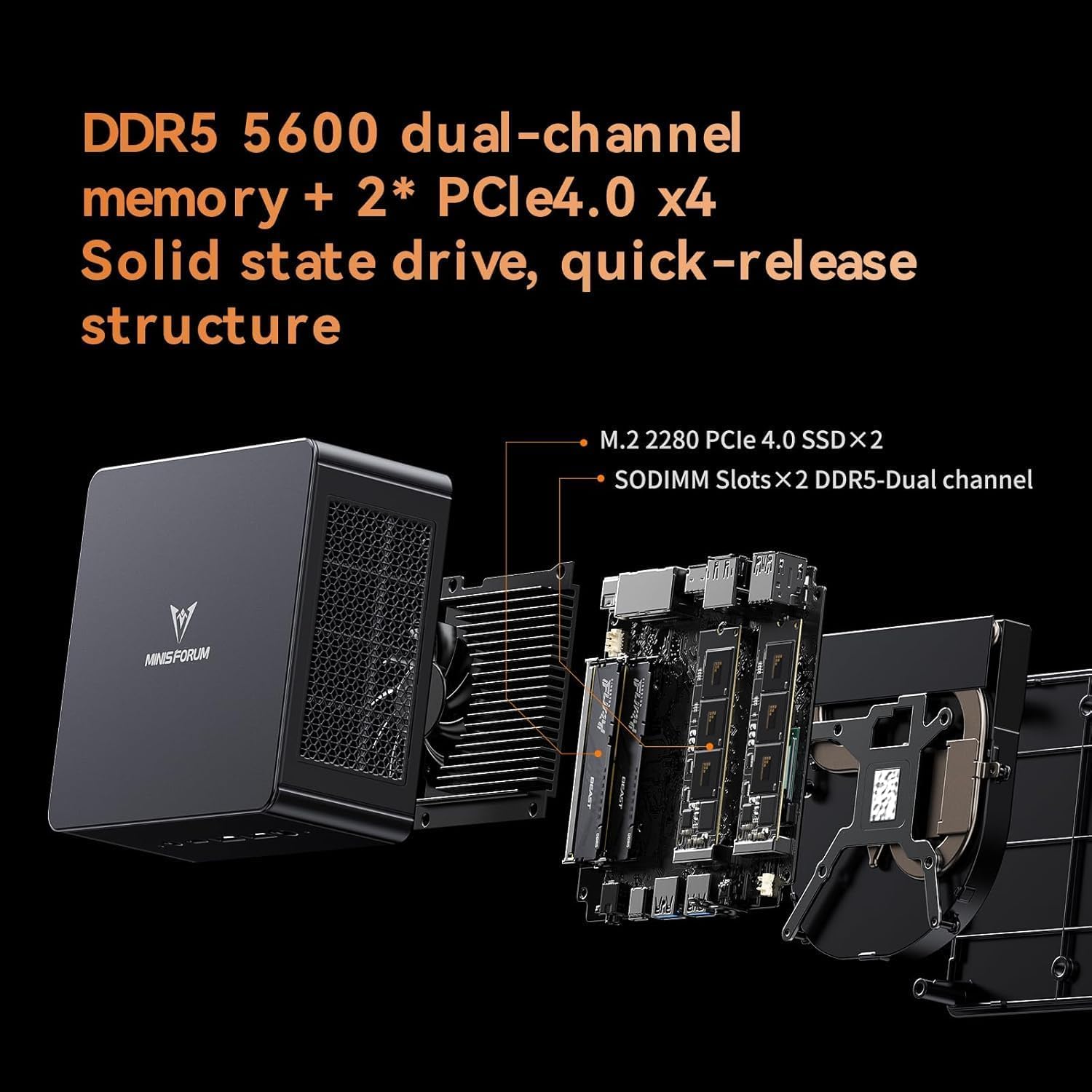 MINISFORUM UM890 Pro Mini PC, Ryzen 9 8945HS, Radeon 780M, 32GB DDR5, SSD 2TB, USB4, HDMI 2.1, DP 1.4, OCuLink, Doble LAN 2.5G, Wi-Fi 6E