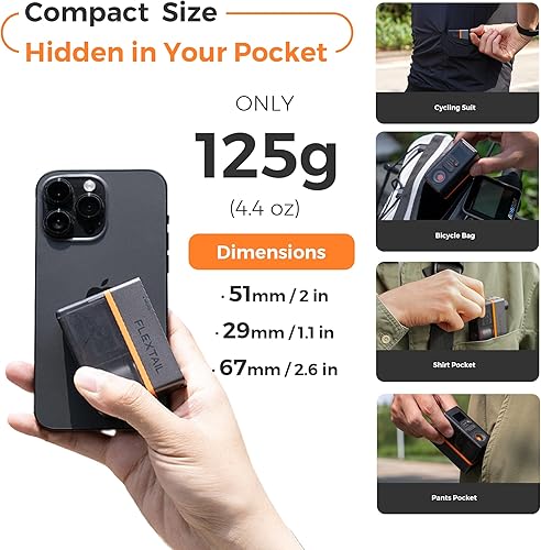 Miniatura 6 de FLEXTAILGEAR Mini Bike Tire Pump with Gauge&Taillight, 130 PSI Portable Electric Bicycle Pump with Presta and Schrader Valve for Road and Mountain